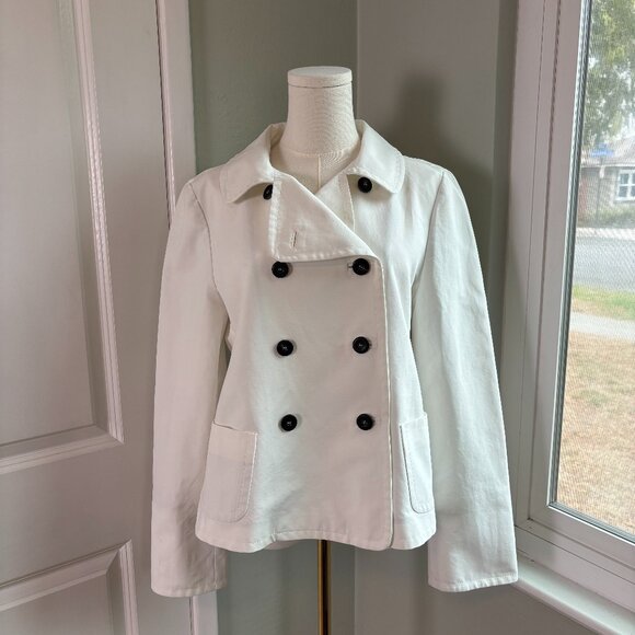 Giorgio Armani White Cotton Double-Breasted Jacket Women’s IT 42 Luxury - Picture 1 of 16